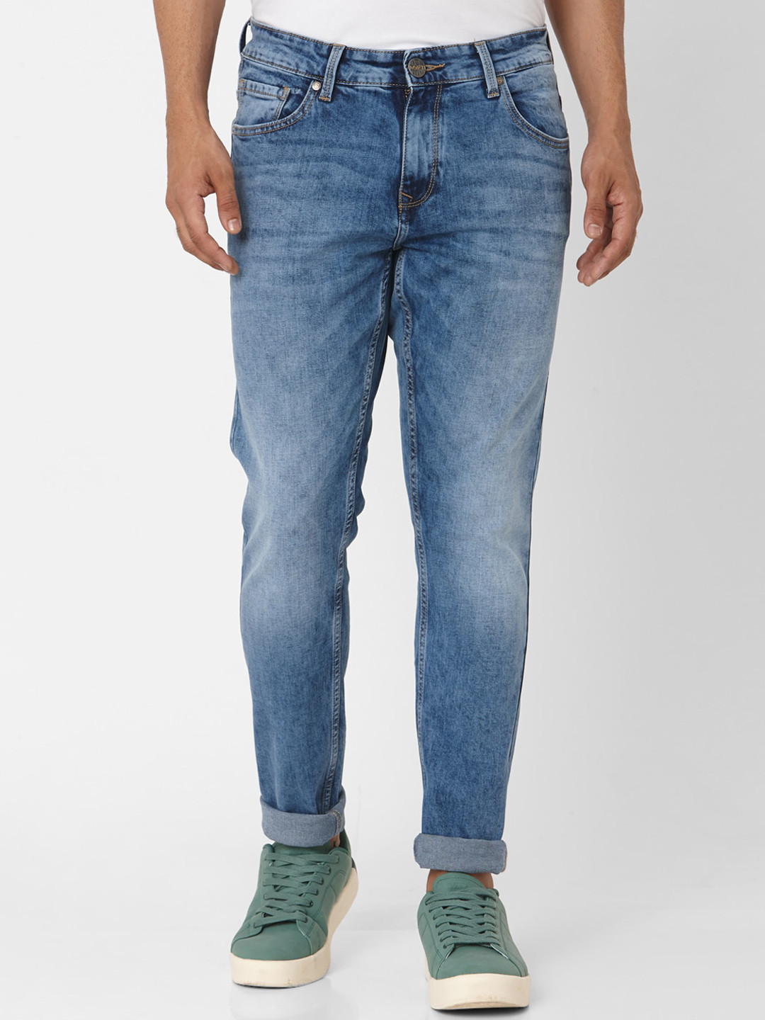 Buy Mufti Men Blue Skinny Fit Heavy Fade Stretchable Jeans - Jeans for Men 16380286 | Myntra