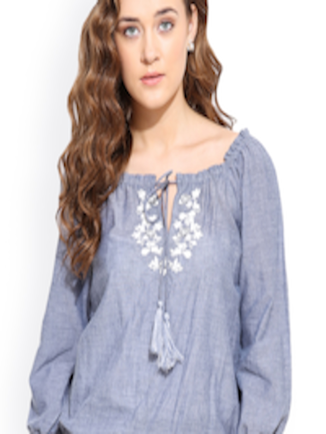 Buy Blue Sequin Women Blue Blouson Top - Tops for Women 1638660 | Myntra