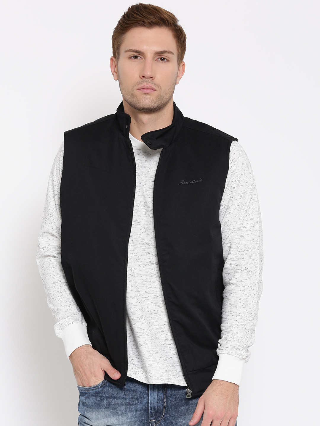 Buy Monte Carlo Black Sleeveless Bomber Jacket Jackets for Men 1638978 Myntra