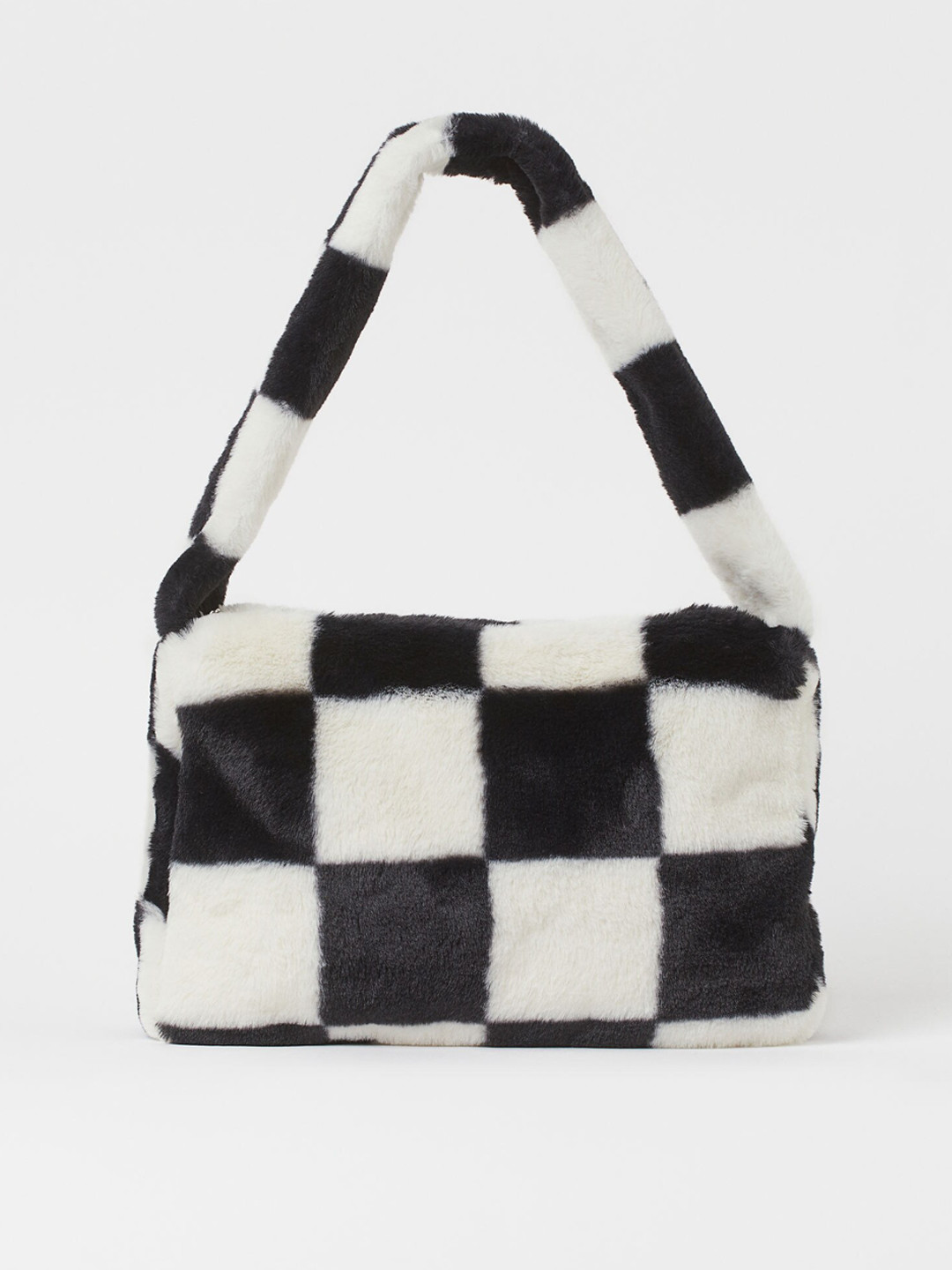 Buy H&M Women White & Black Checked Faux Fur Bag Handbags for Women