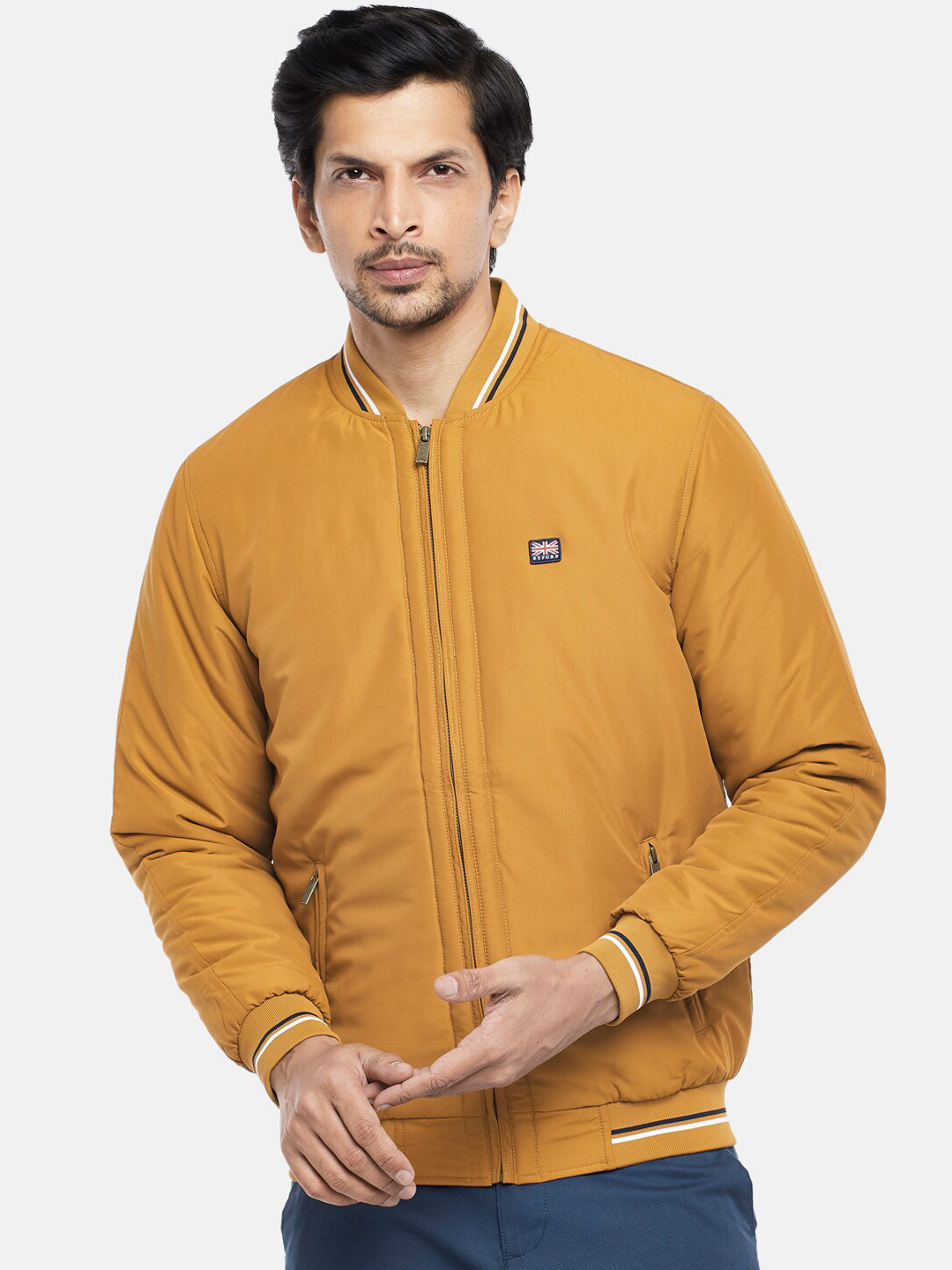 Arylide Yellow Solid Pattern Men's Bomber Premium Jacket main image 0