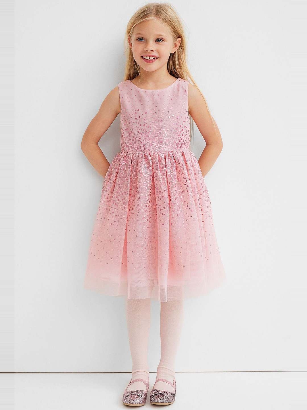 Buy H&M Girl Pink Sequined Tulle Dress Dresses for Girls 16399348