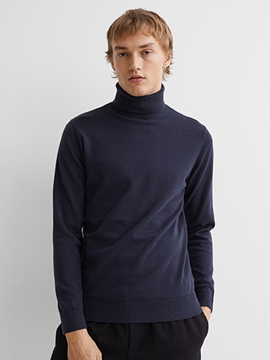 Buy H&M Men Fine Knit Polo Neck Pure Cotton Jumper - Sweaters for Men ...