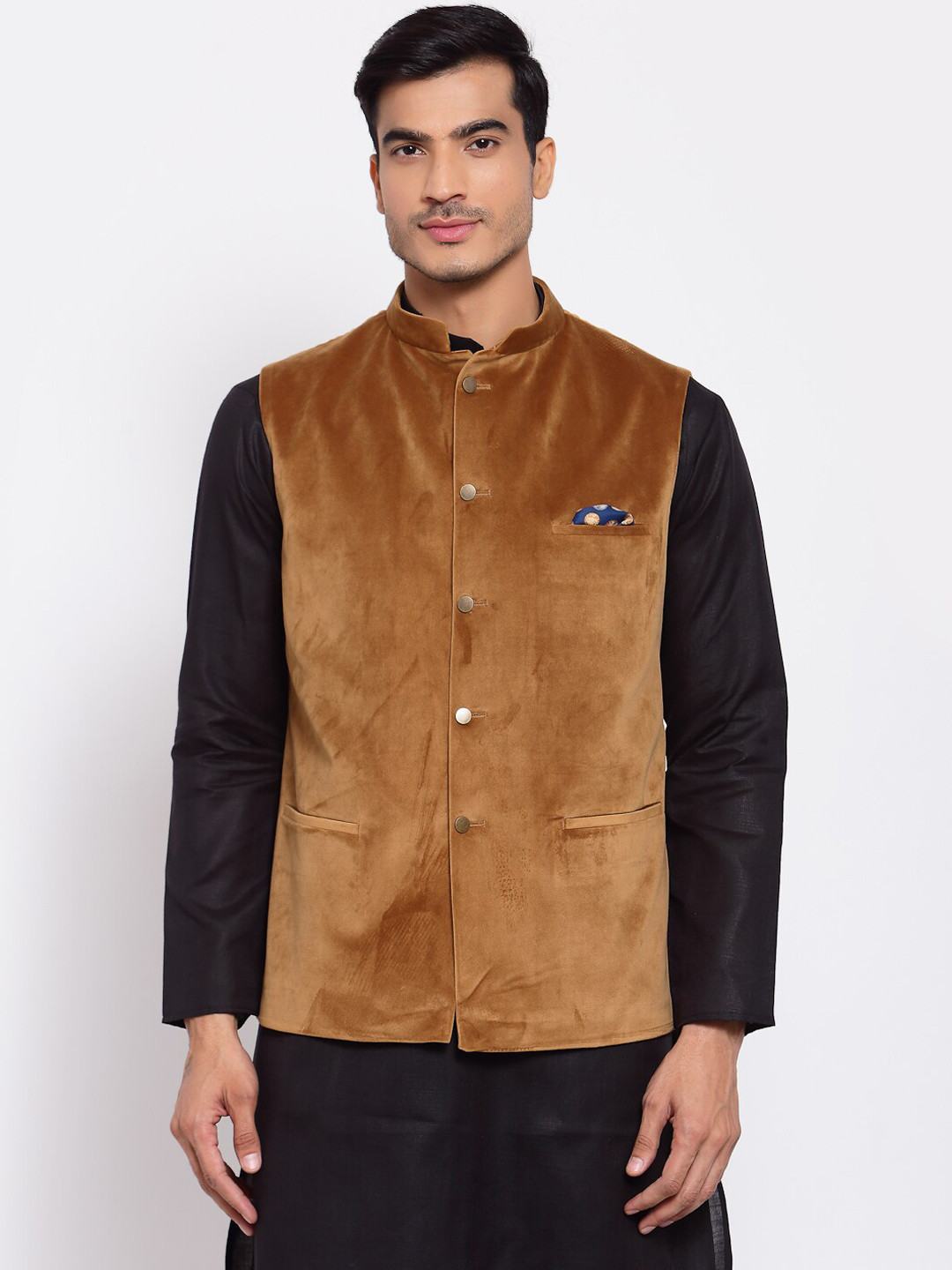 Buy Maxence Nehru Solid Brown Jacket Waistcoat for Men 16399594 Myntra