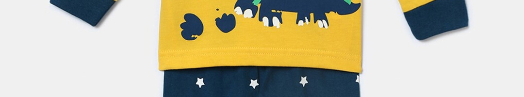 Buy Hopscotch Boys Yellow & Navy Blue Printed Top With Pyjamas ...