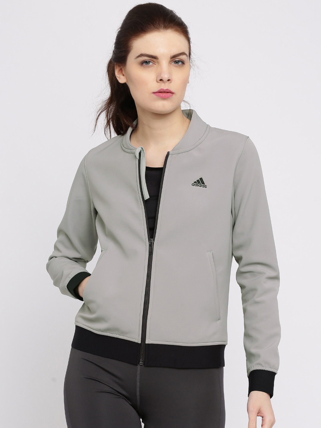 Buy ADIDAS Grey Jacket - Jackets for Women 1640168 | Myntra