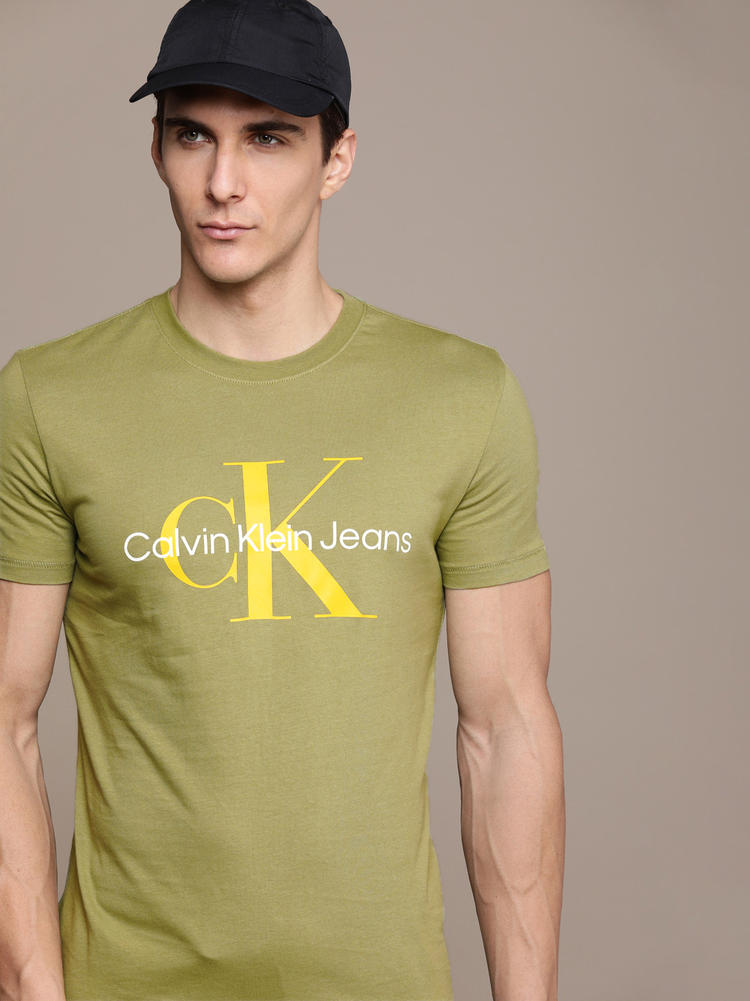 Buy Calvin Klein Jeans Men Olive Green Brand Logo Printed Organic