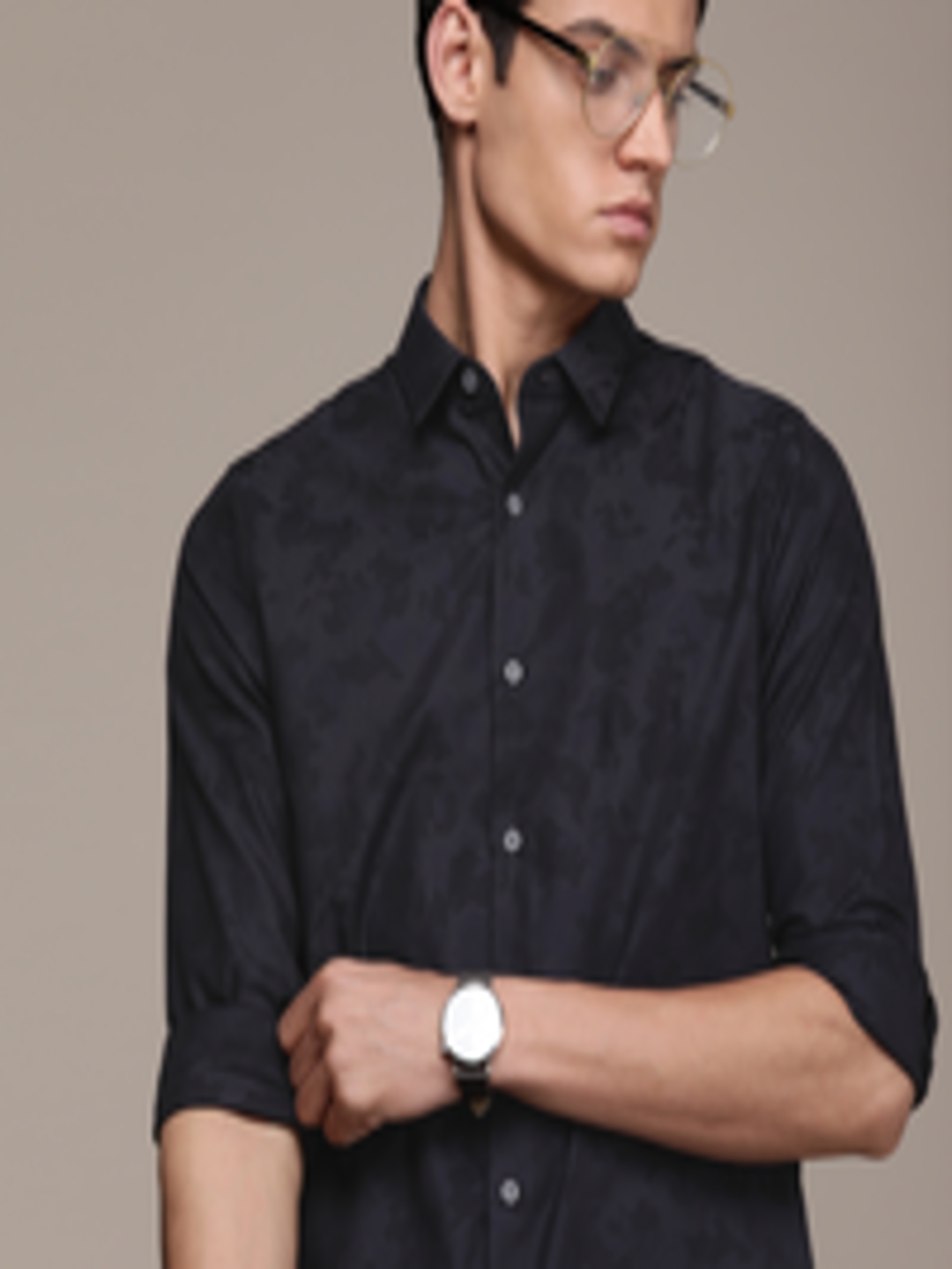 Buy Calvin Klein Jeans Men Black Abstract Printed Slim Fit Casual Shirt