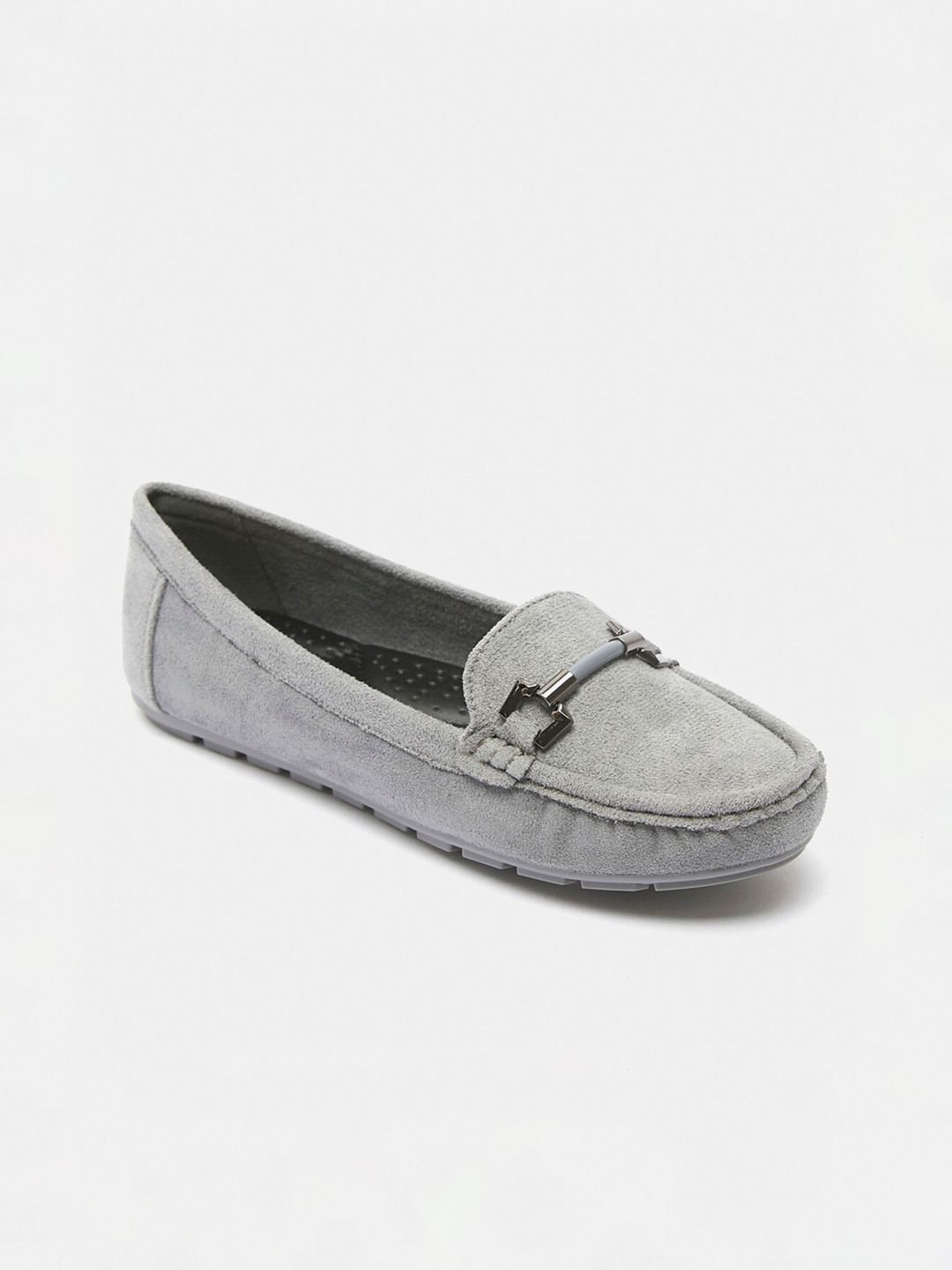 Buy Shoexpress Women Grey PU Loafers Casual Shoes for Women 16411730