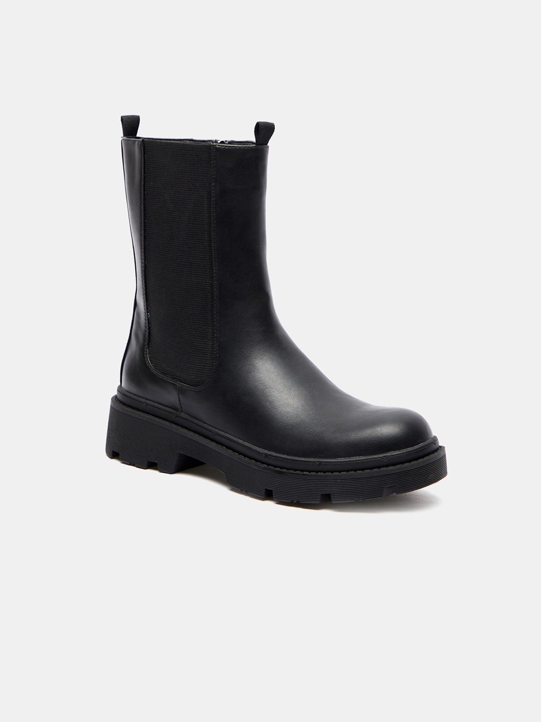 Buy Shoexpress Women Black PU Flat Boots - Boots for Women 16411786 ...