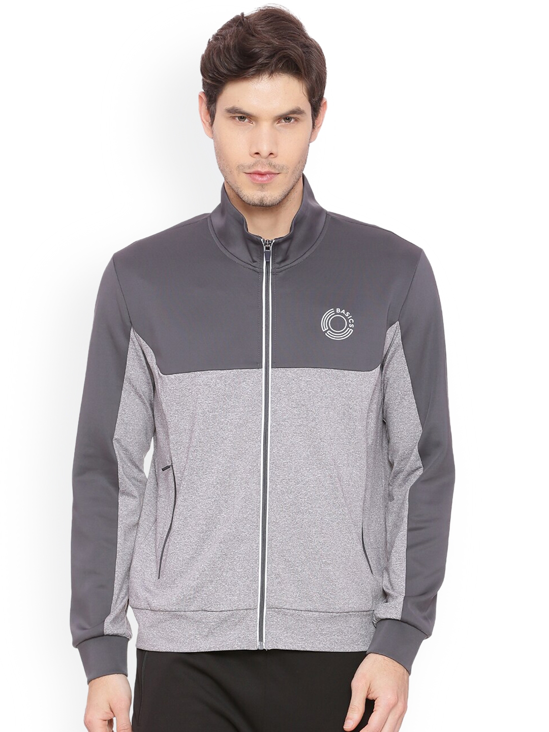 Buy Basics Men Grey Colourblocked Sporty Jacket - Jackets for Men ...