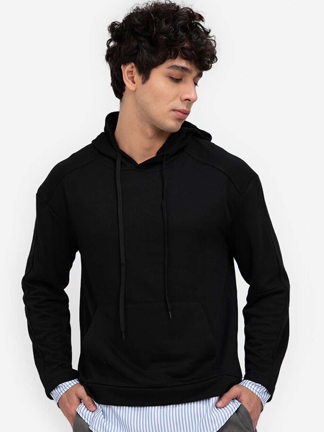 Buy ZALORA BASICS Men Black Hooded Sweatshirt - Sweatshirts for Men ...