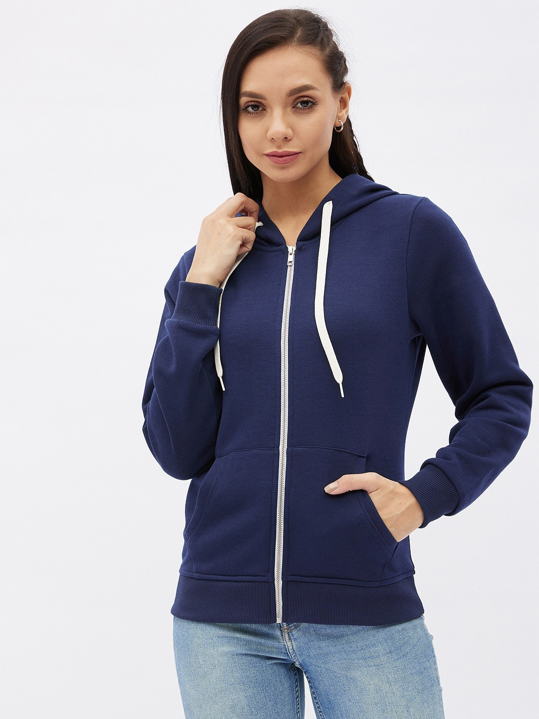 Buy Harpa Women Navy Blue Hooded Sweatshirt - Sweatshirts for Women ...