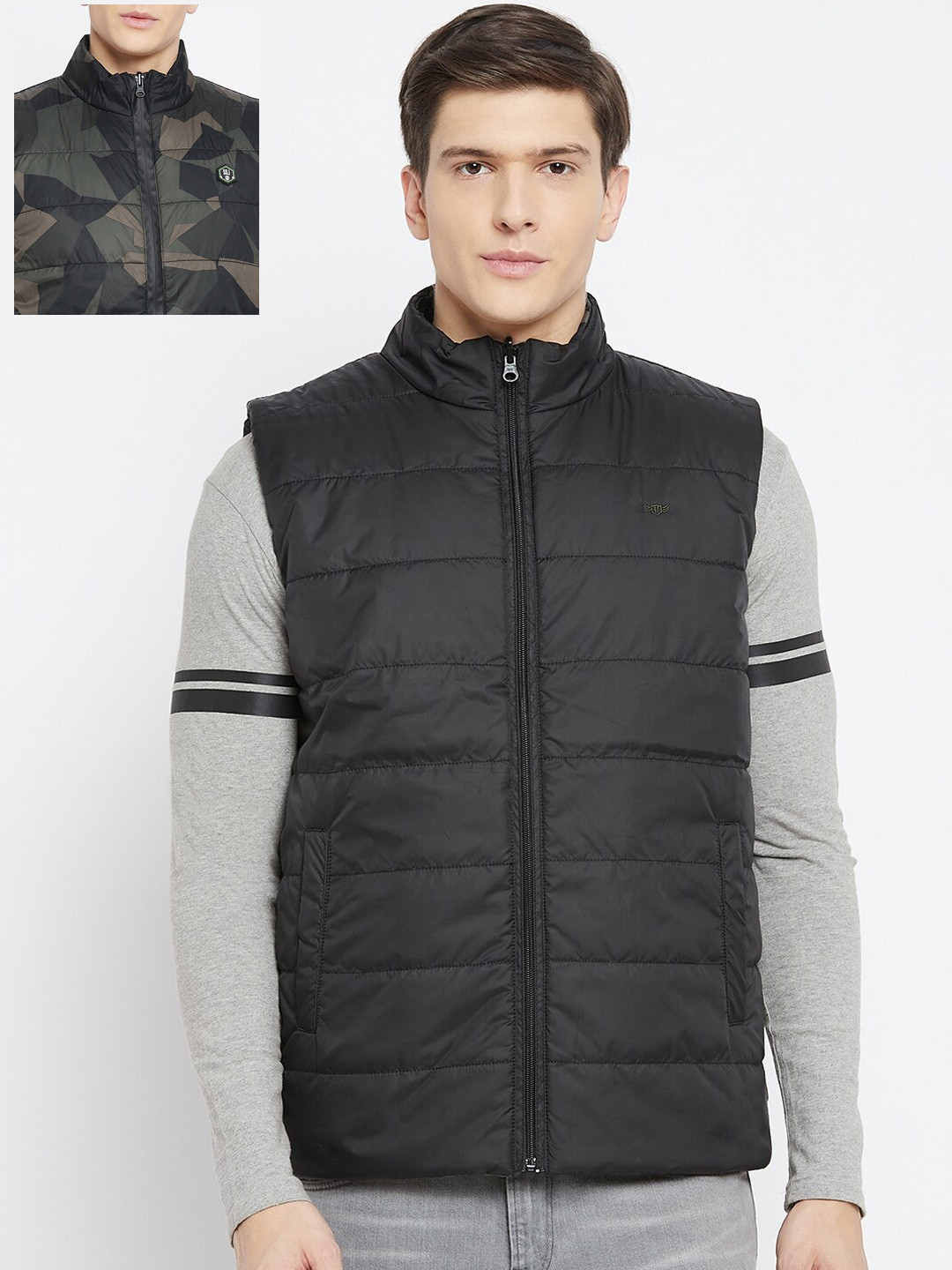 Buy Duke Men Black Camouflage Reversible Padded Jacket Jackets for