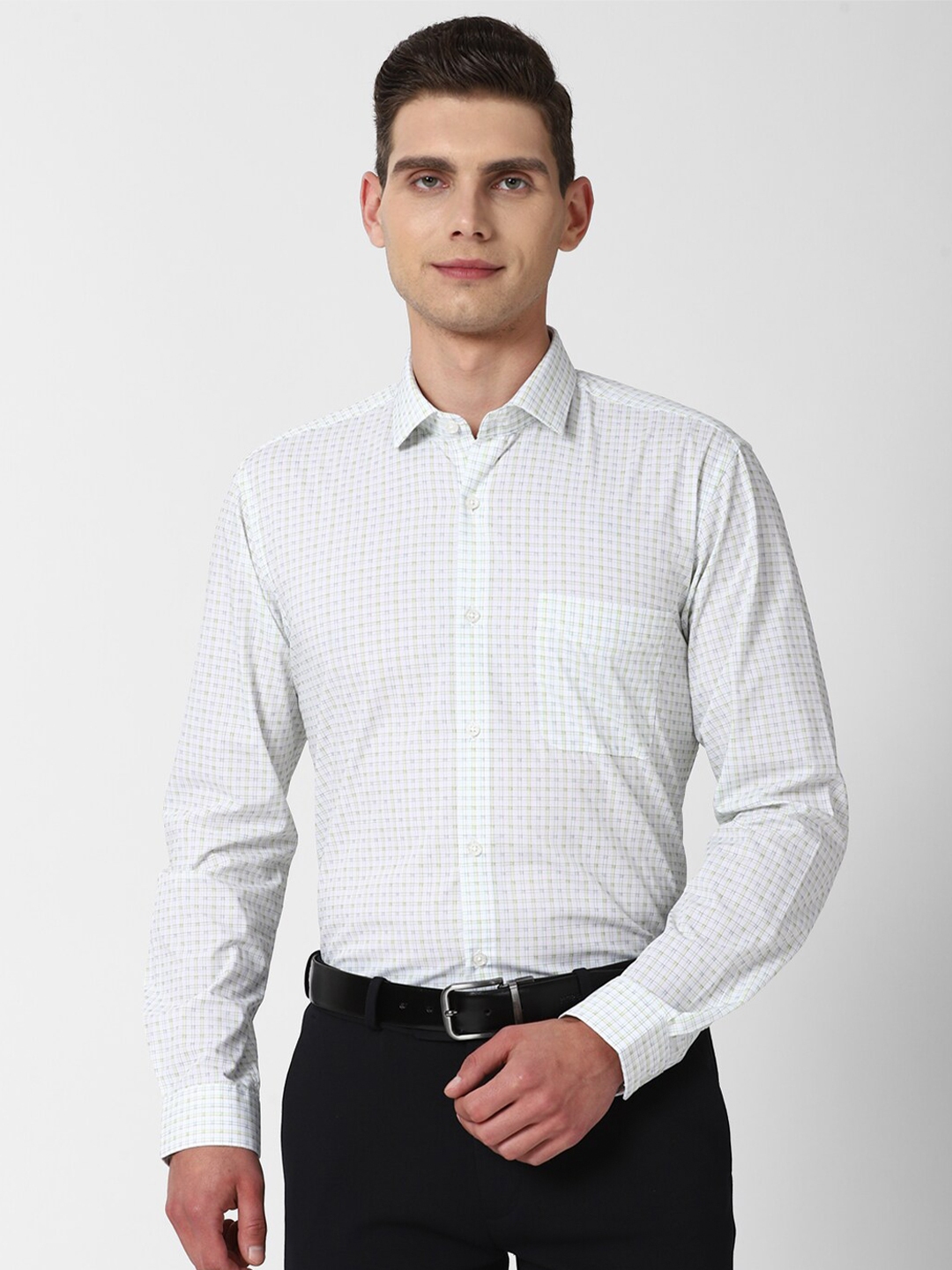 Buy Peter England Men White Micro Checks Checked Formal Shirt - Shirts ...
