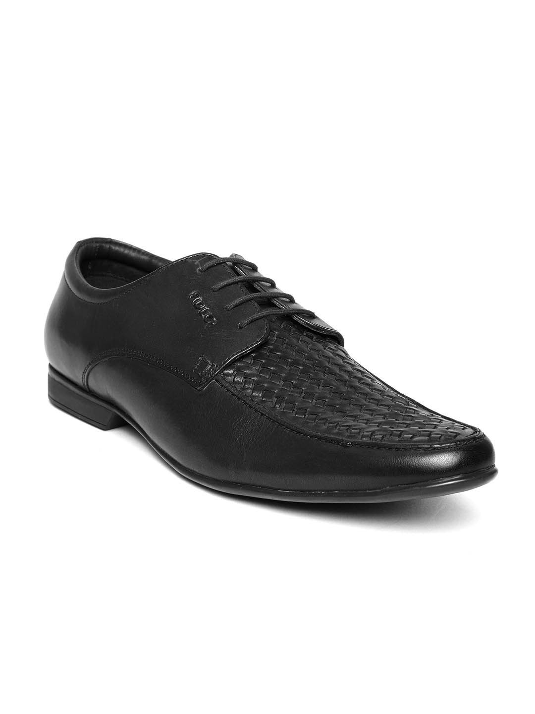 Buy Lee Cooper Men Black Basketweave Genuine Leather Semiformal Shoes ...