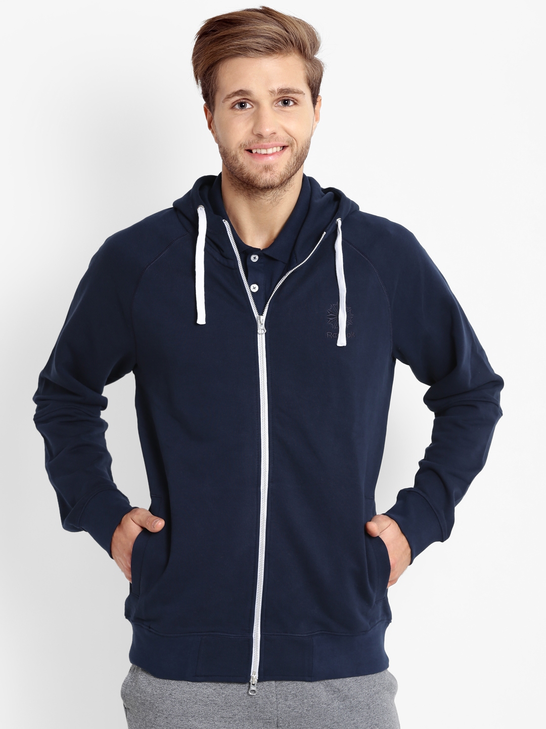 Buy Reebok Classic Men Navy F FZ FT Hooded Sweatshirt - Sweatshirts for ...