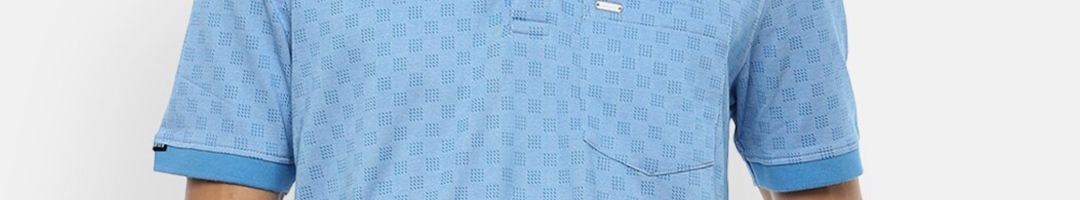 Buy Van Heusen Men Blue Printed Polo Collar Pockets T Shirt - Tshirts ...