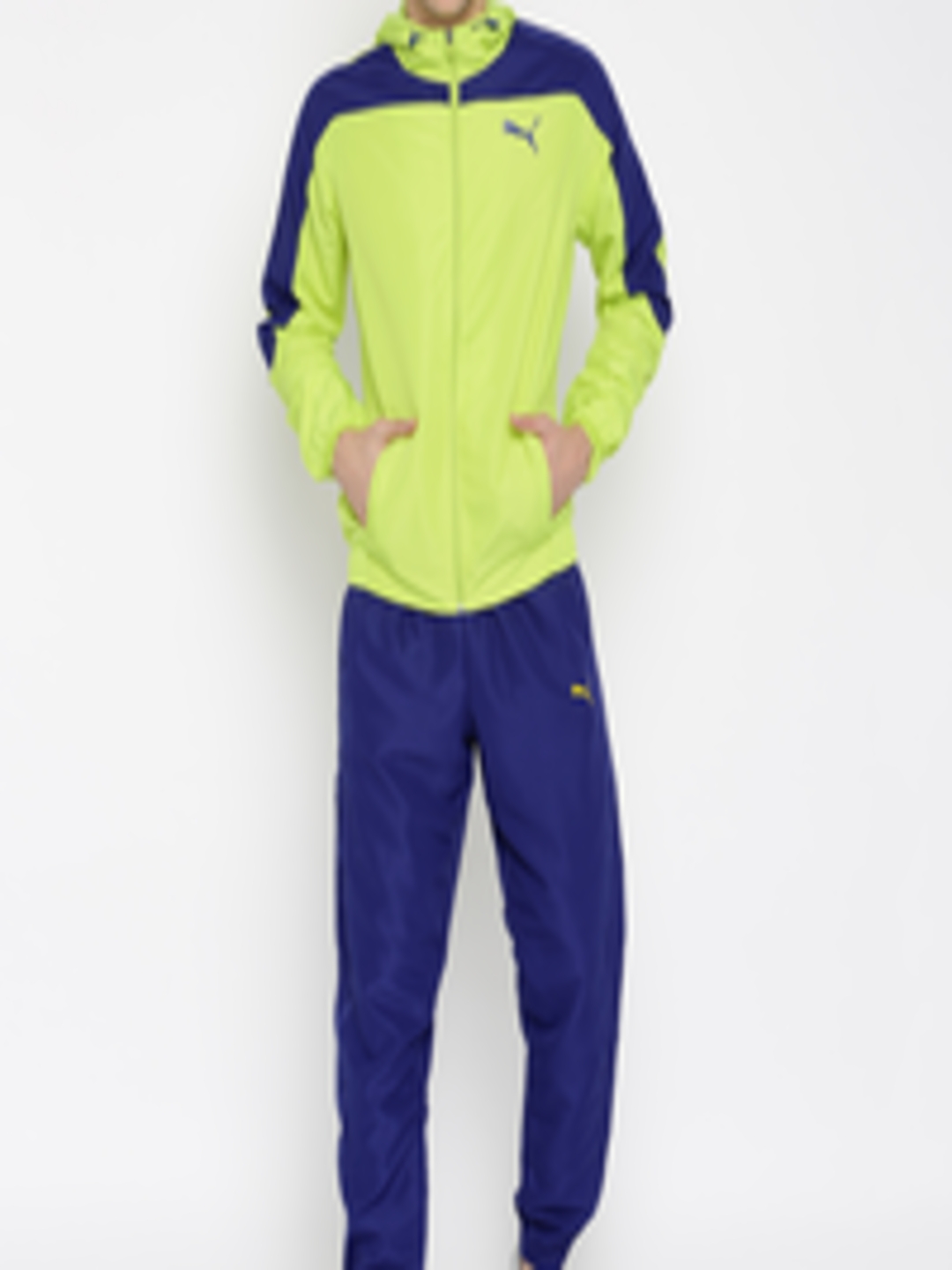 Buy Puma Fluorescent Green & Navy Tracksuit - Tracksuits for Men ...