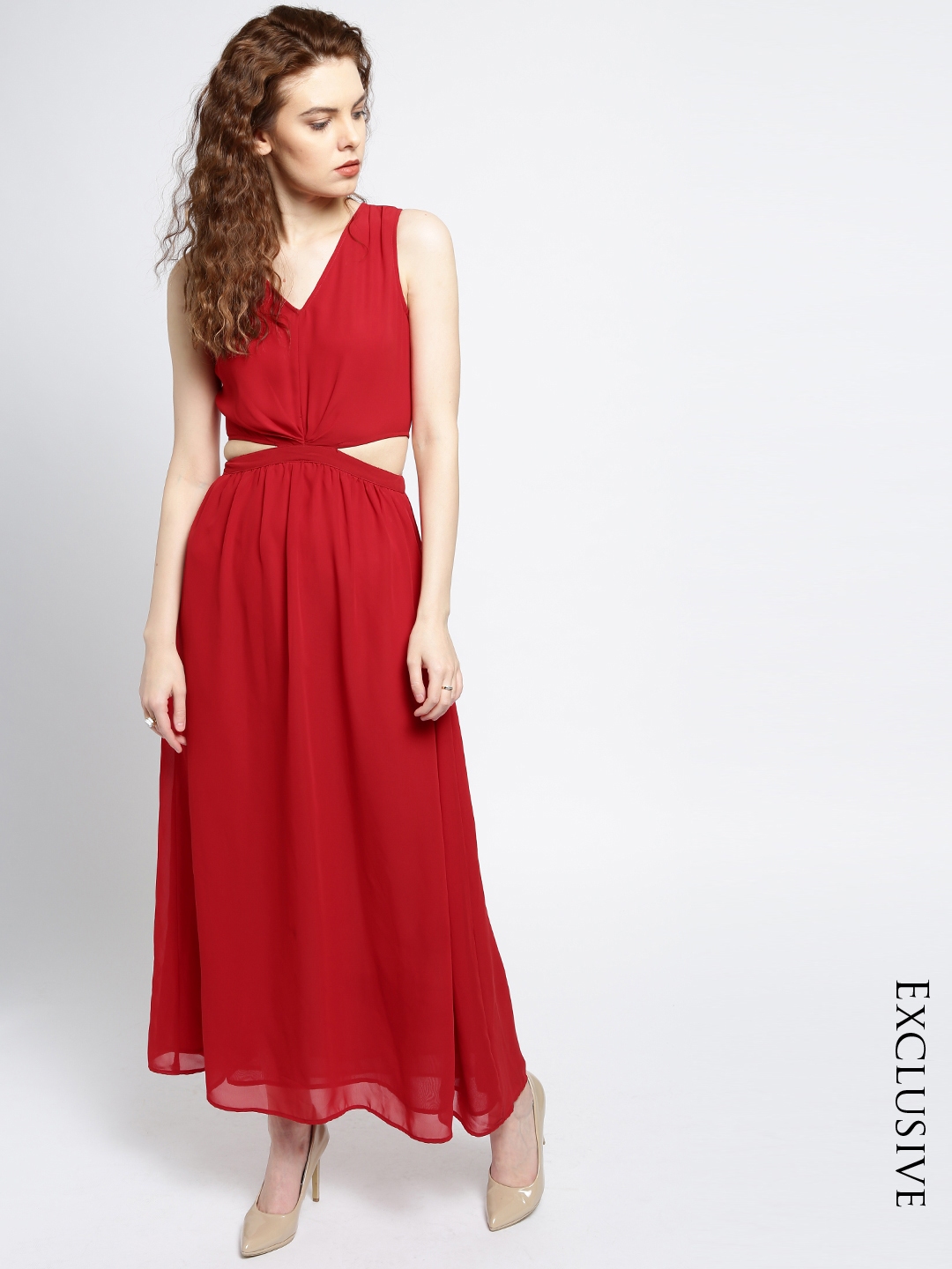 Buy Besiva Women Red Solid Maxi Dress Dresses For Women 1645222 Myntra 