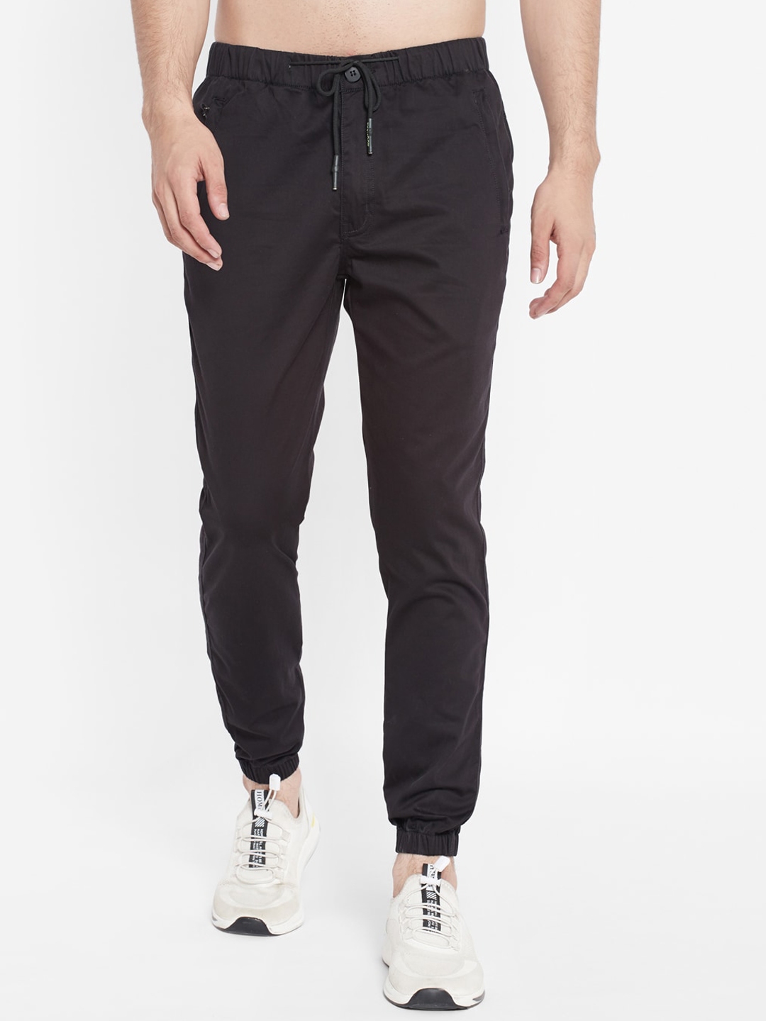 Buy SAPPER Men Black Slim Fit Easy Wash Joggers - Trousers for Men ...