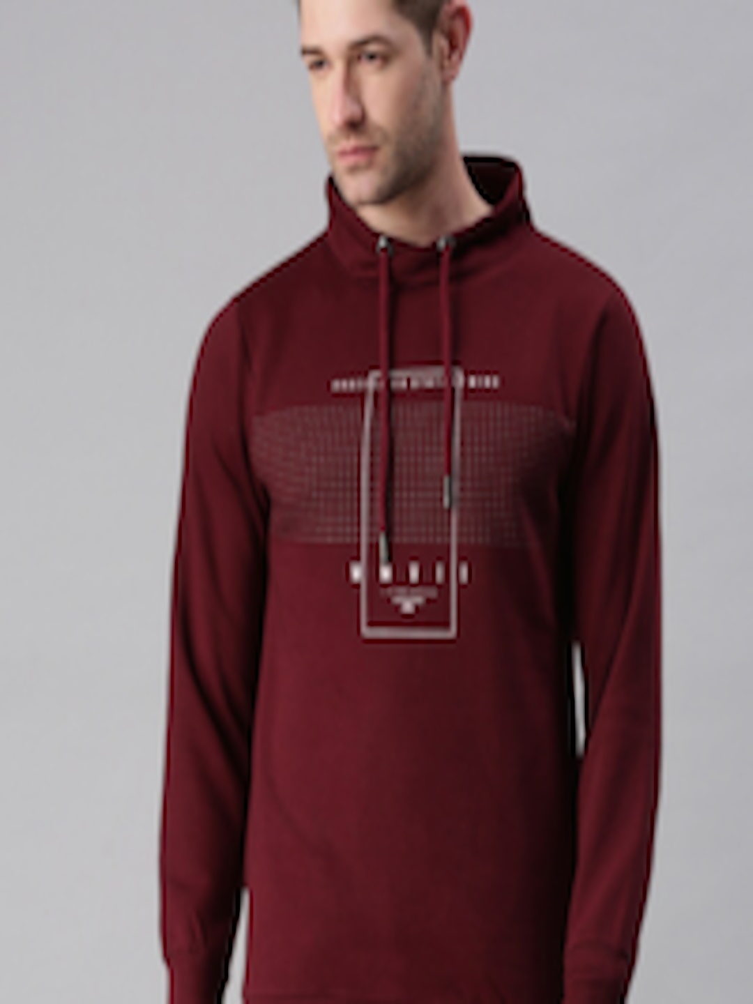 Buy SHOWOFF Men Maroon Printed Hooded Sweatshirt - Sweatshirts for Men ...