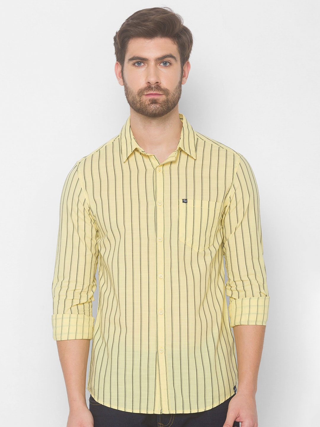 Buy SPYKAR Men Yellow Striped Casual Shirt - Shirts for Men 16457242 ...