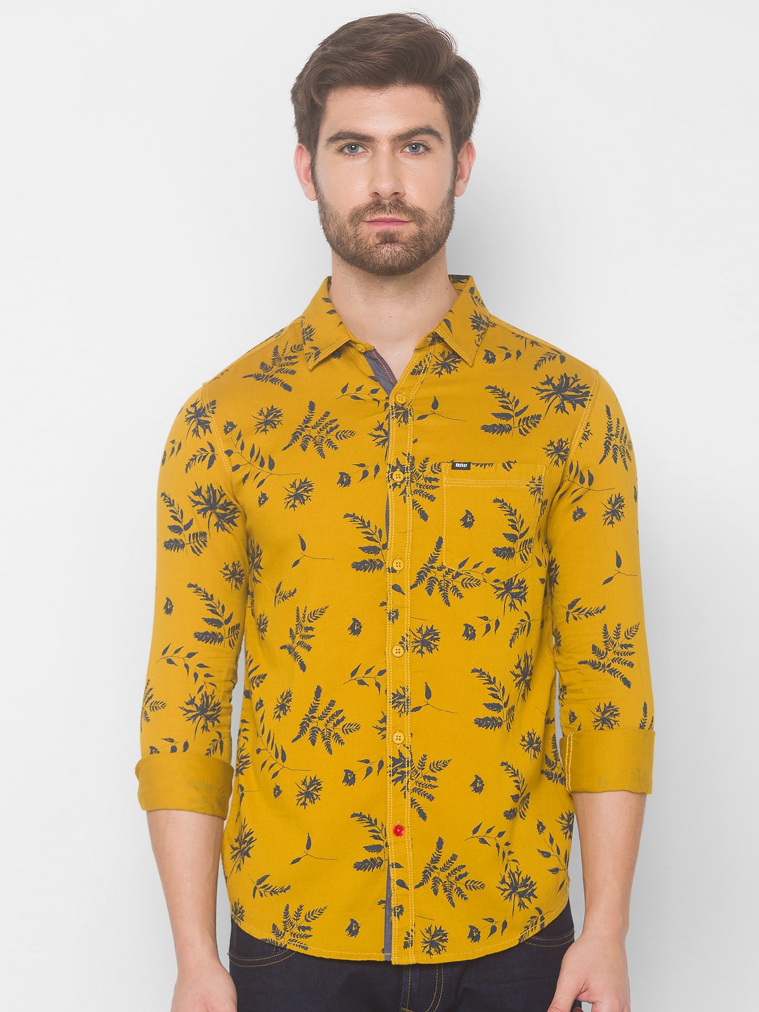 Buy SPYKAR Men Yellow Floral Printed Casual Shirt - Shirts for Men ...