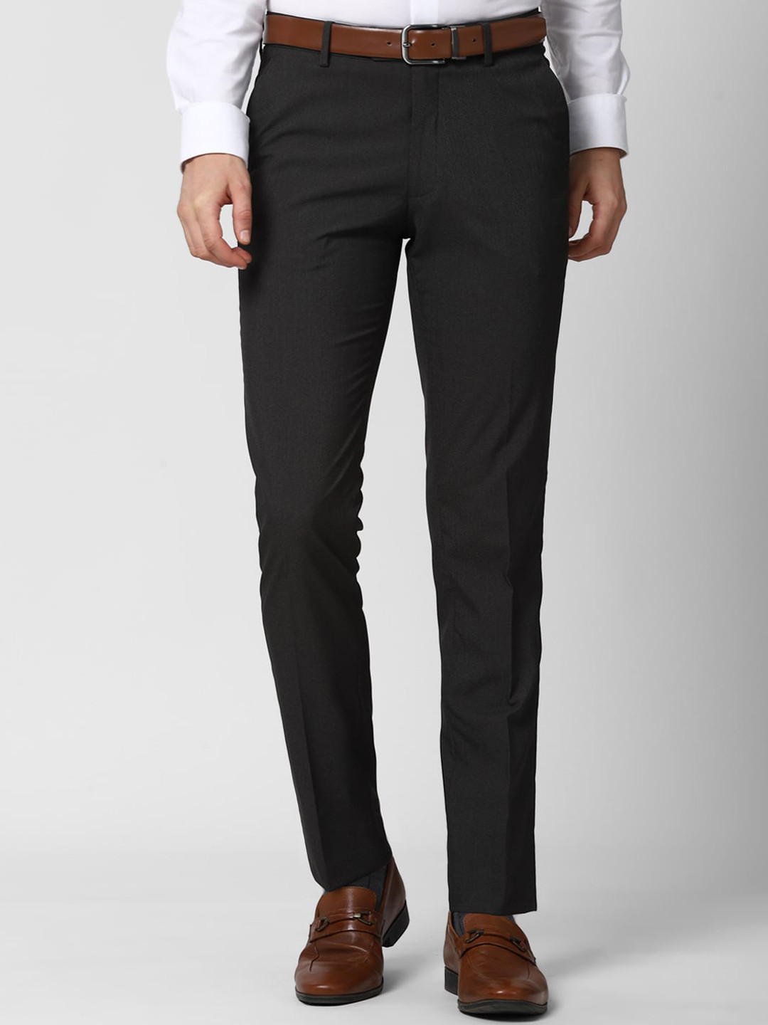Buy Peter England Men Black Slim Fit Trousers Trousers for Men