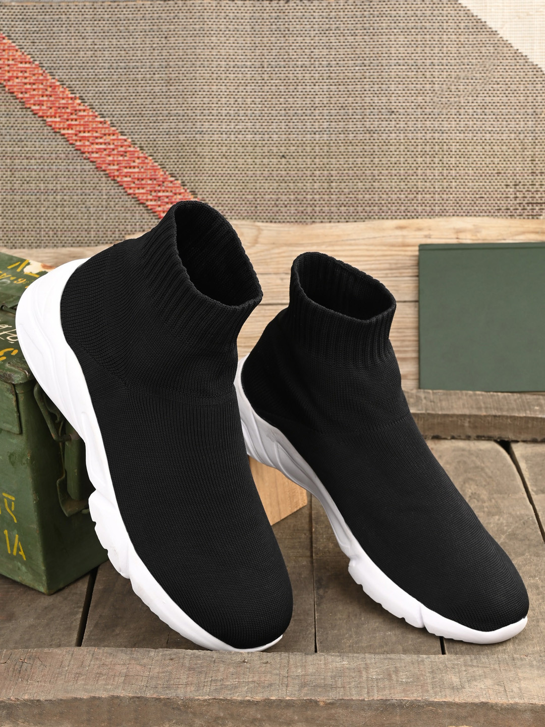 Buy AfroJack Men Black High Top Slip On Sneakers Casual Shoes for Men