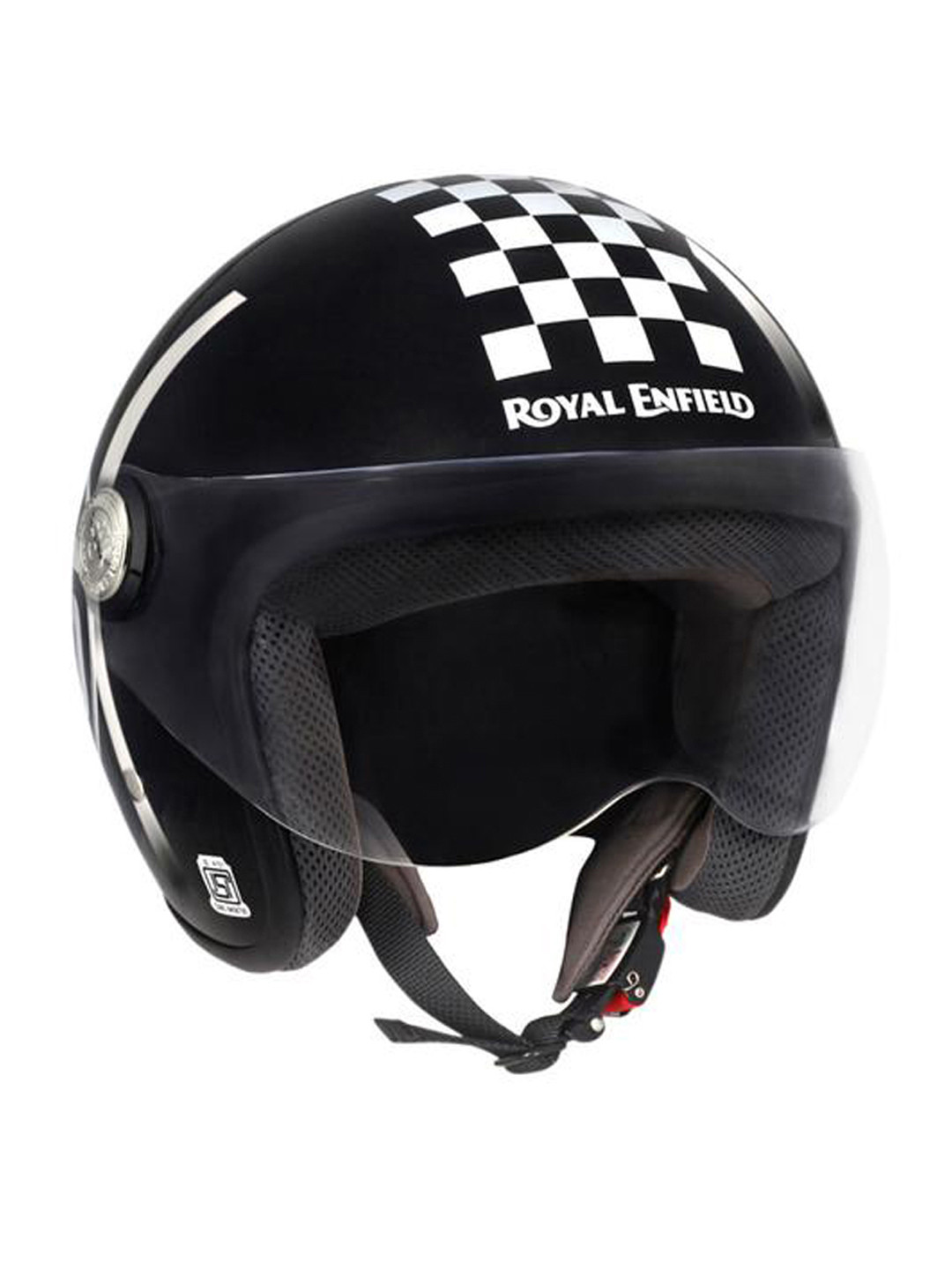 Buy Royal Enfield Black & White Vintage TT Checked Open Face Helmet