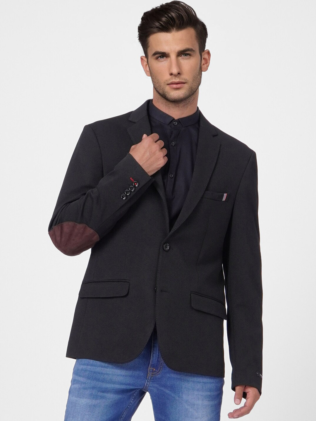 Buy Jack & Jones Men Black Solid Single Breasted Regular Fit Formal
