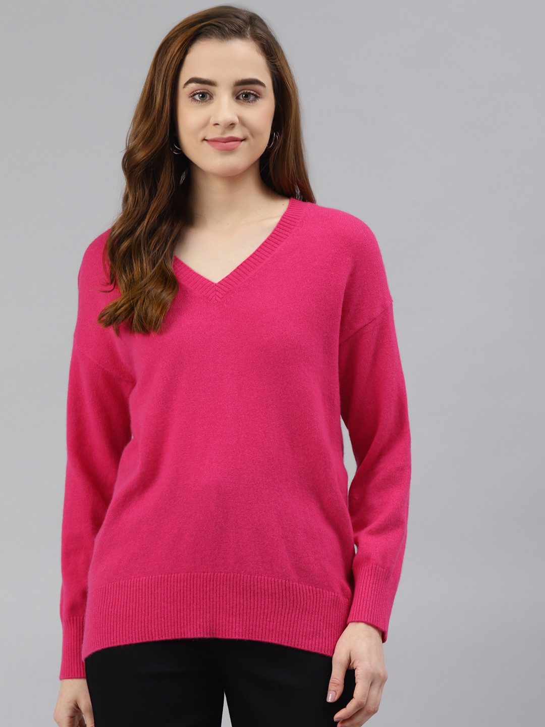 Buy Marks & Spencer Women Fuchsia Cashmere Pullover Sweater Sweaters