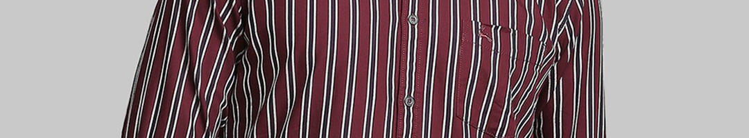 Buy Parx Men Red Slim Fit Striped Casual Shirt - Shirts for Men ...