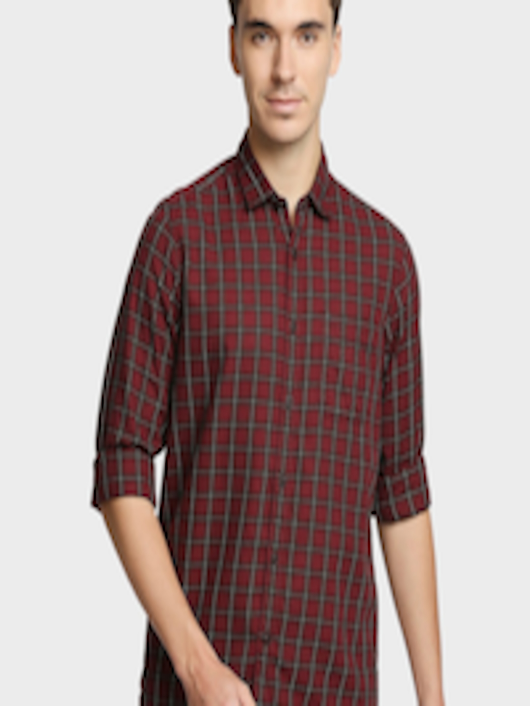 Buy ColorPlus Men Maroon Checked Casual Shirt - Shirts for Men 16476550 ...