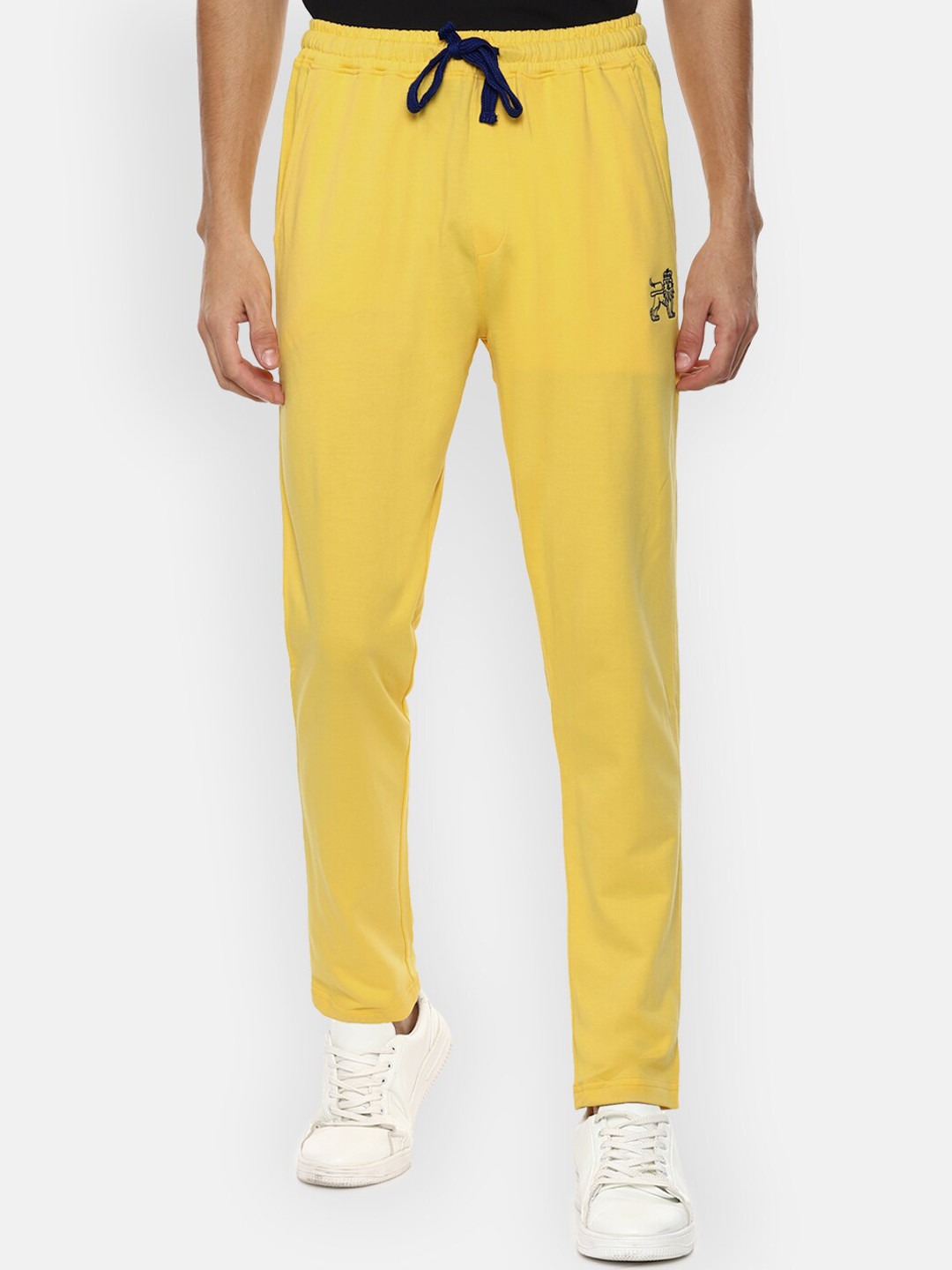 Buy Van Heusen Sport Men Yellow Solid Slim Fit Pure Cotton Track Pants