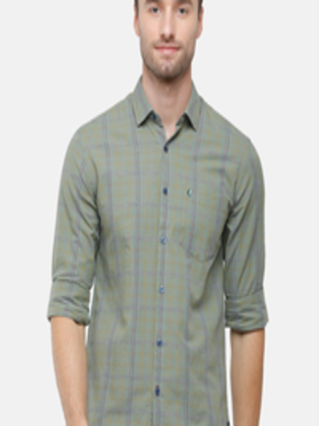 Buy CAVALLO By Linen Club Men Green Checked Casual Shirt - Shirts for ...
