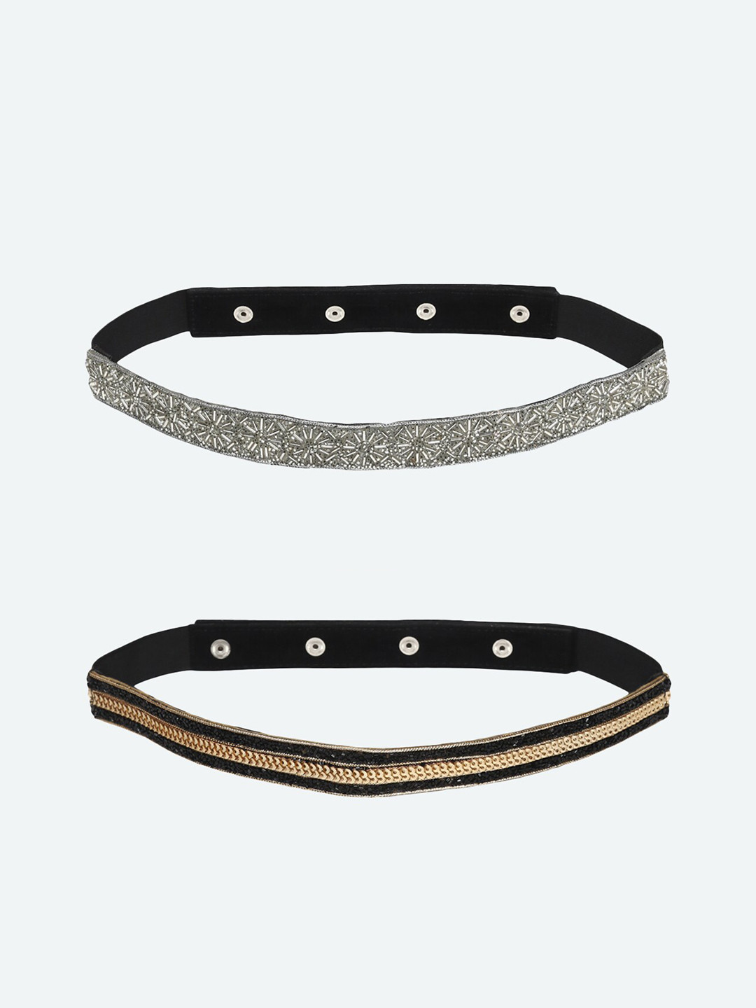Buy DEEBACO Women Set Of 2 Black Embellished Belt Belts for Women