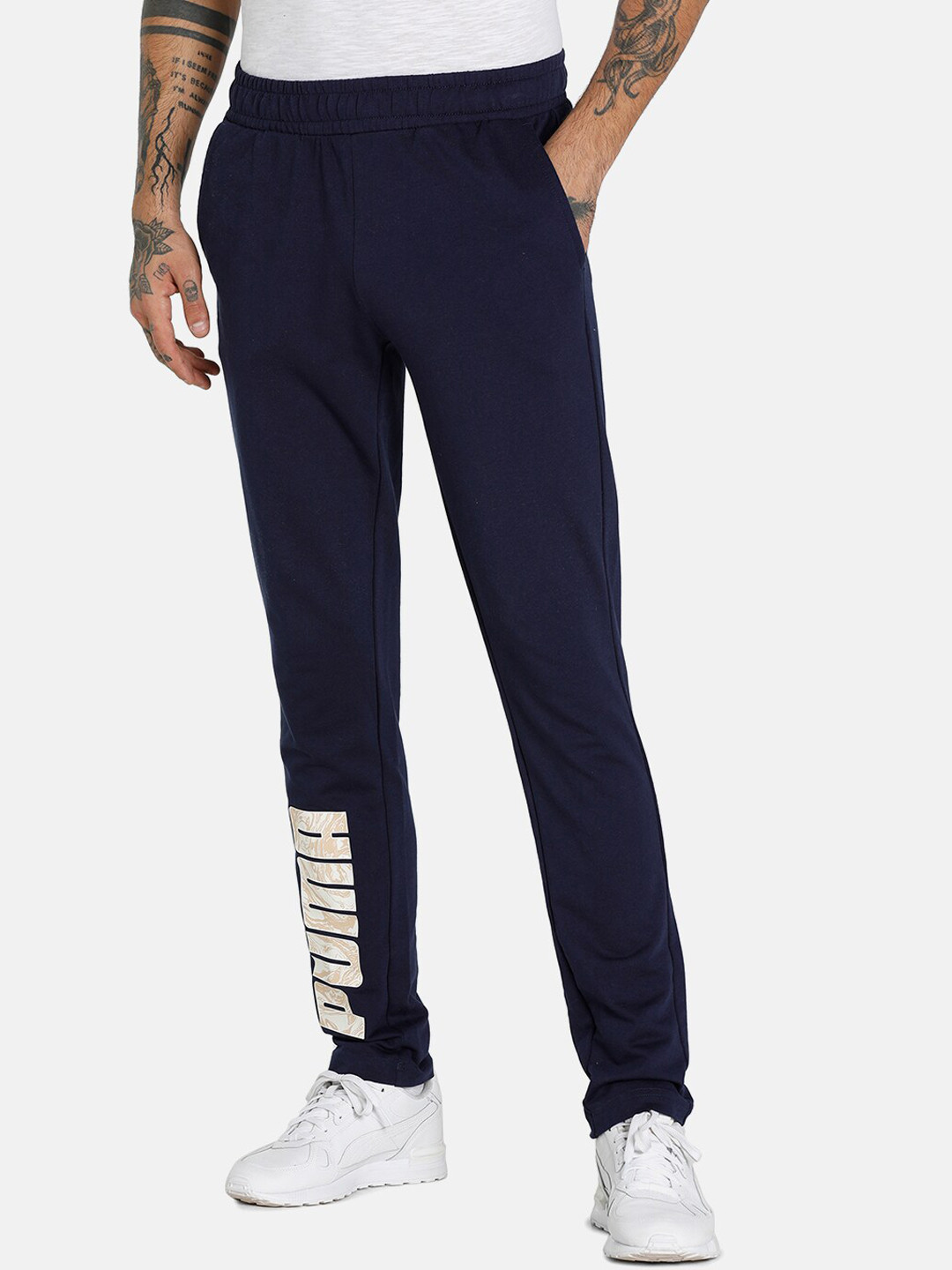 Buy Puma Mens Blue Cotton Slim Fit Graphic Pant Track Pants for Men