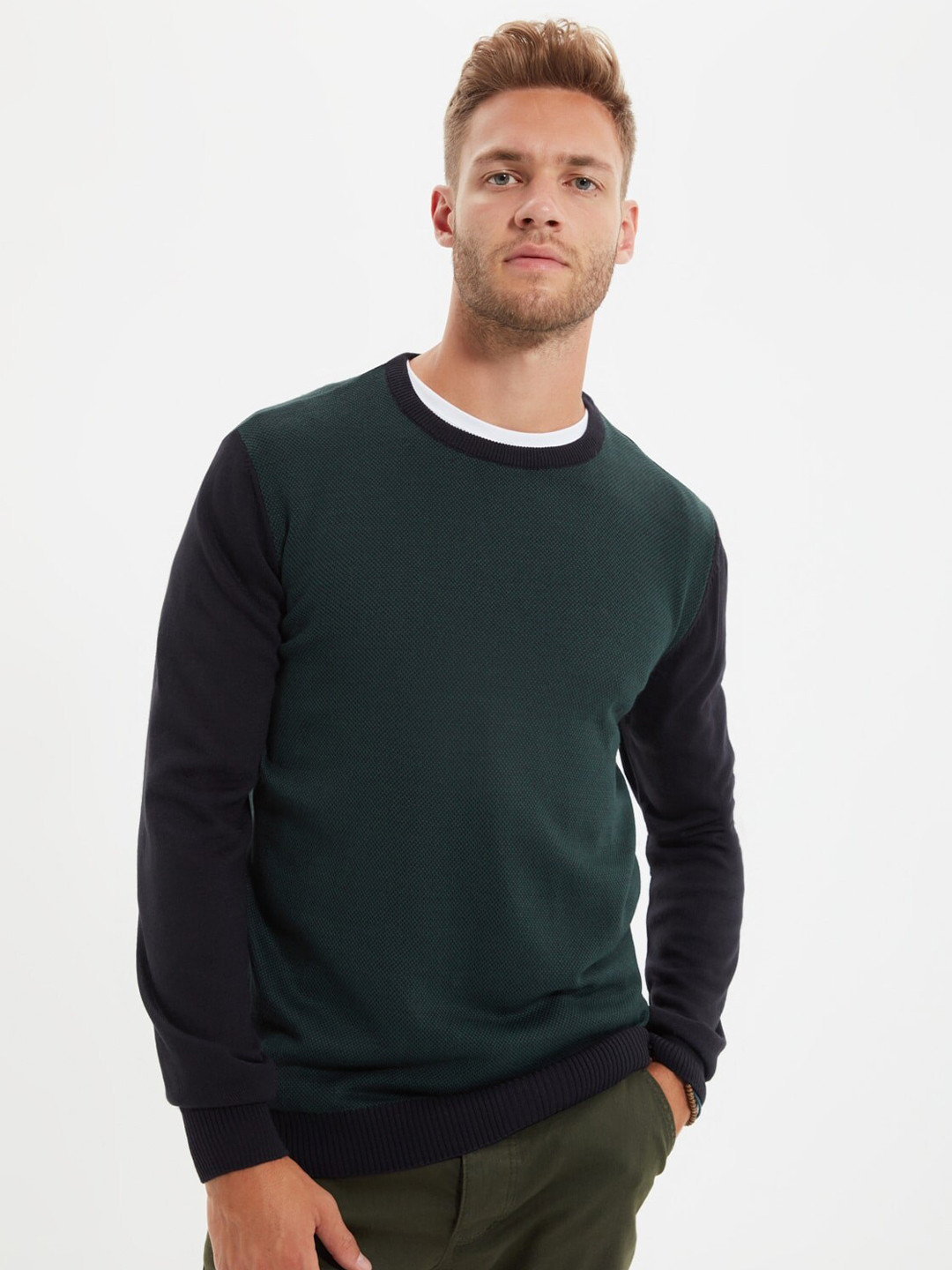 Buy Trendyol Men Green Pullover Sweaters for Men 16484314 Myntra