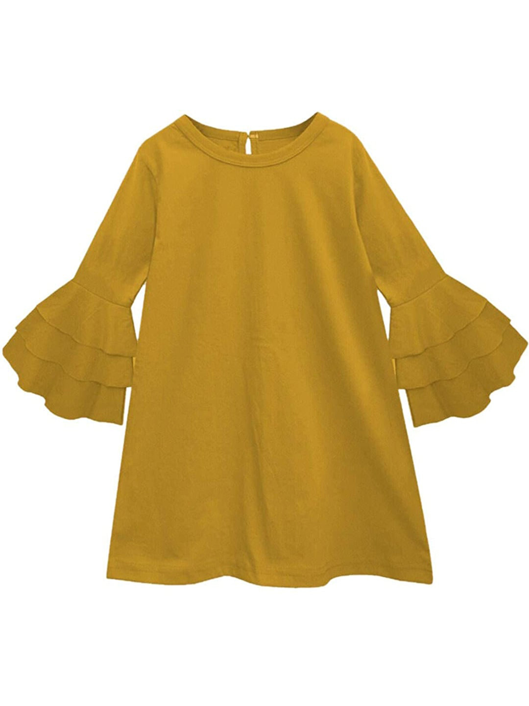Buy A T U N Mustard Yellow A Line Dress Dresses for Girls 16487882