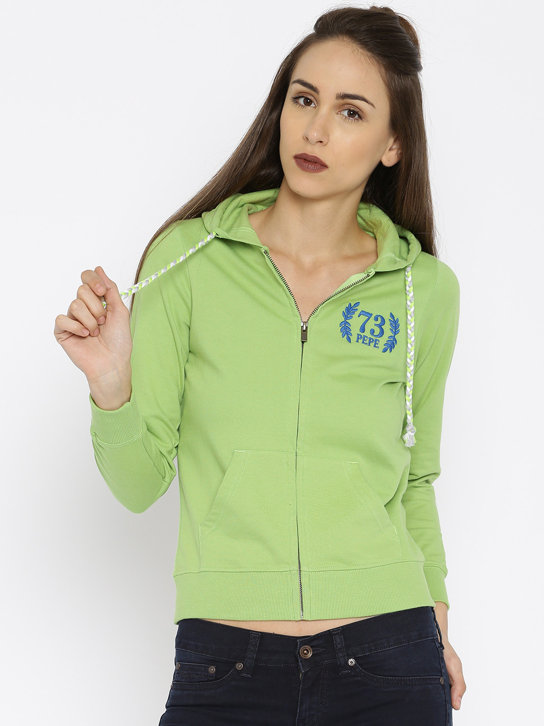 Buy Pepe Jeans Green Hooded Sweatshirt - Sweatshirts for Women 1648907 ...