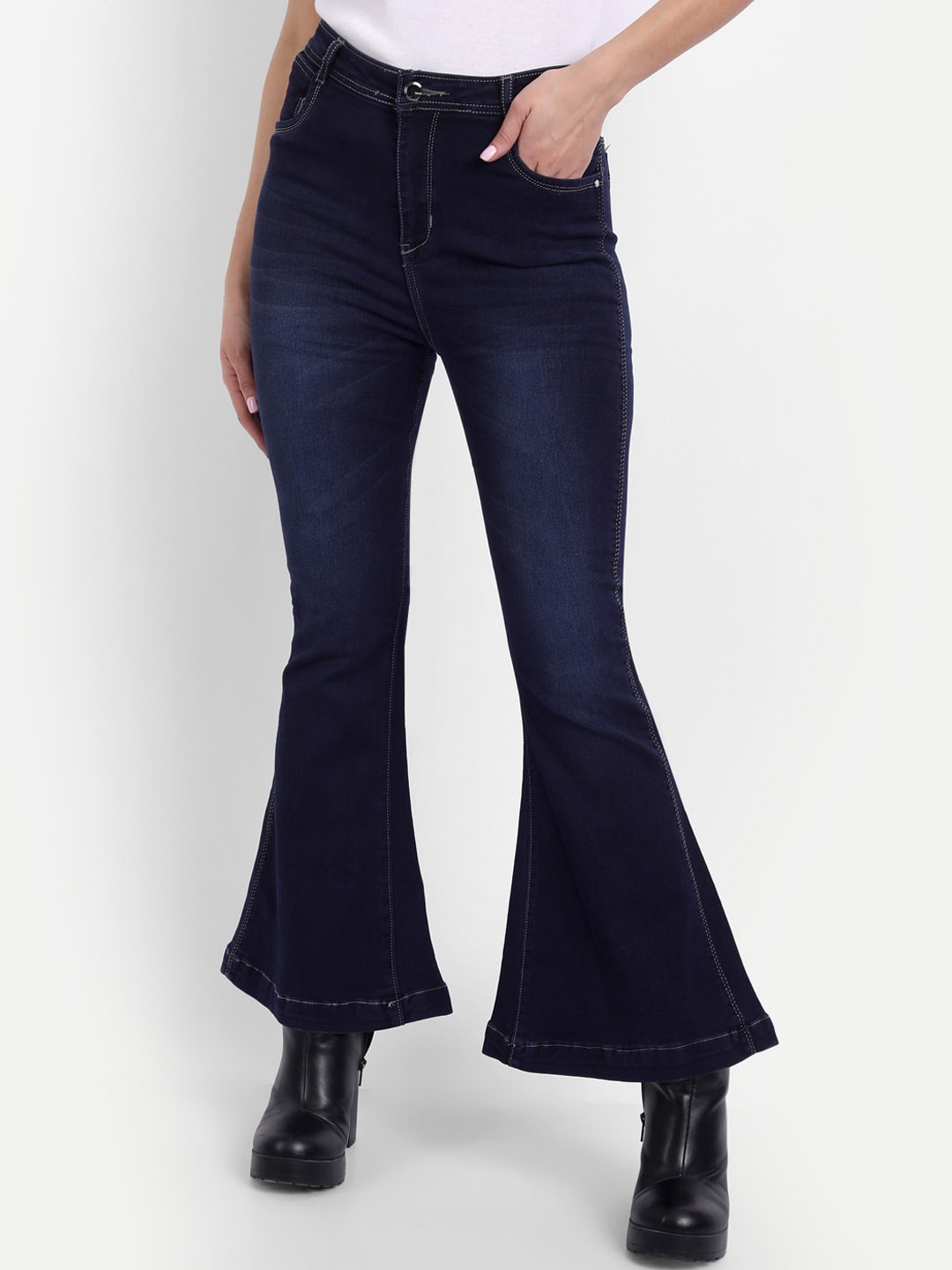 navy blue bootcut jeans