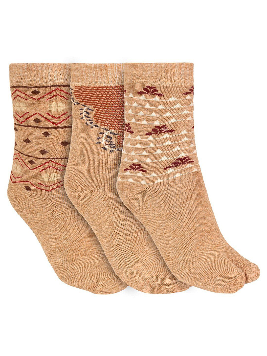 Buy SIDEWOK Women Pack Of 3 Patterned Cotton Calf Length Socks Socks
