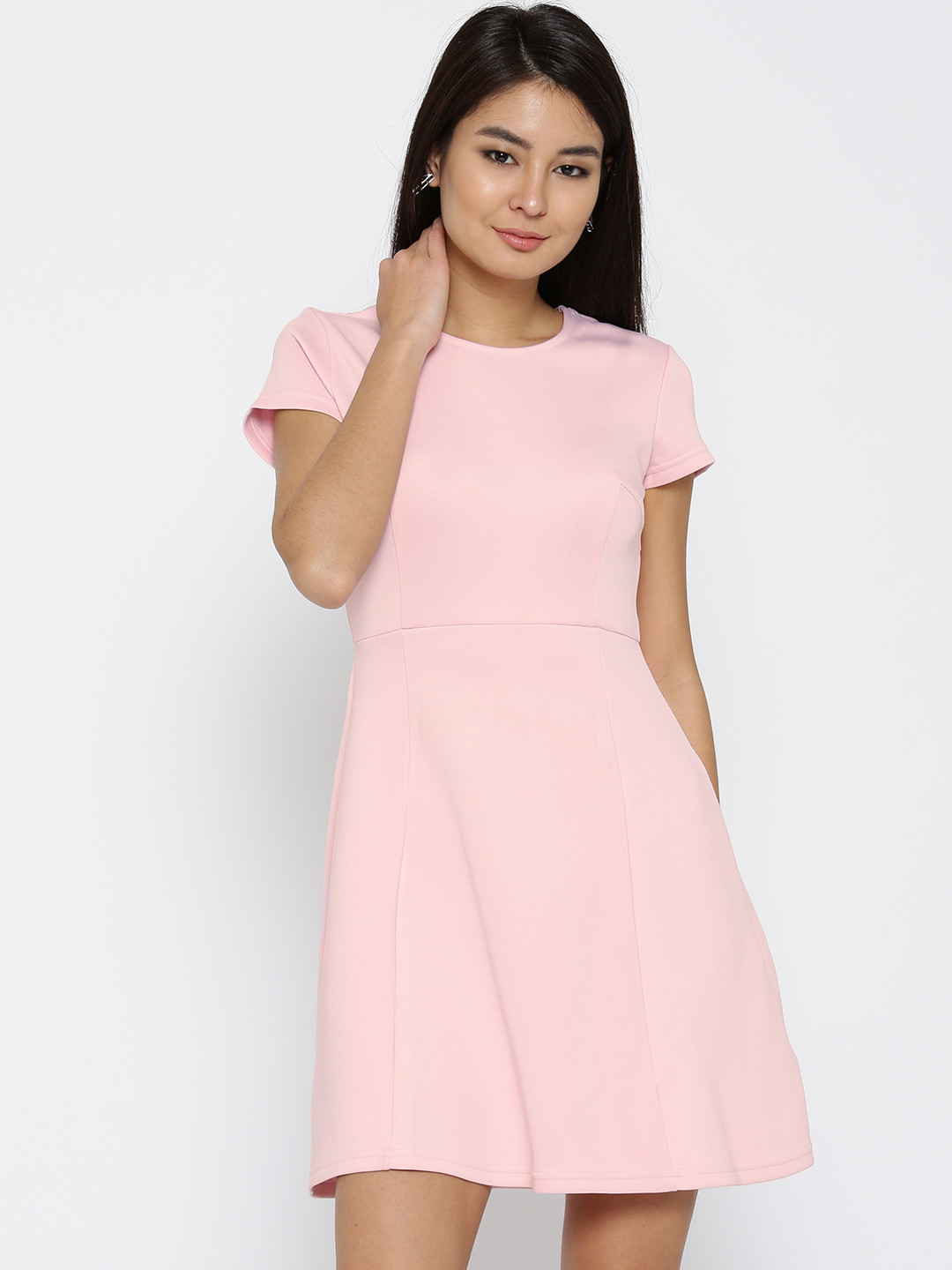 Buy Vero Moda Women Pink Solid Fit And Flare Dress Dresses for Women