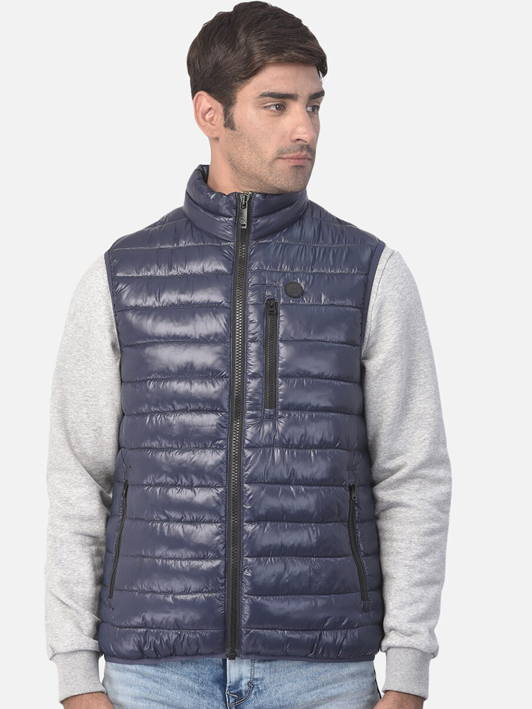 Buy Woods Men Navy Blue Water Resistant Longline Quilted Jacket