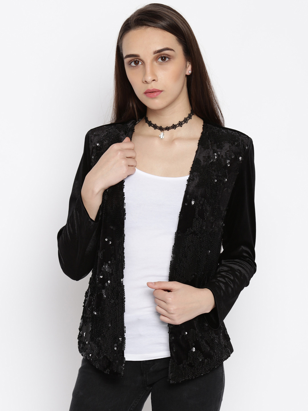 Buy ONLY Black Sequinned Shrug Shrug for Women 1650038 Myntra