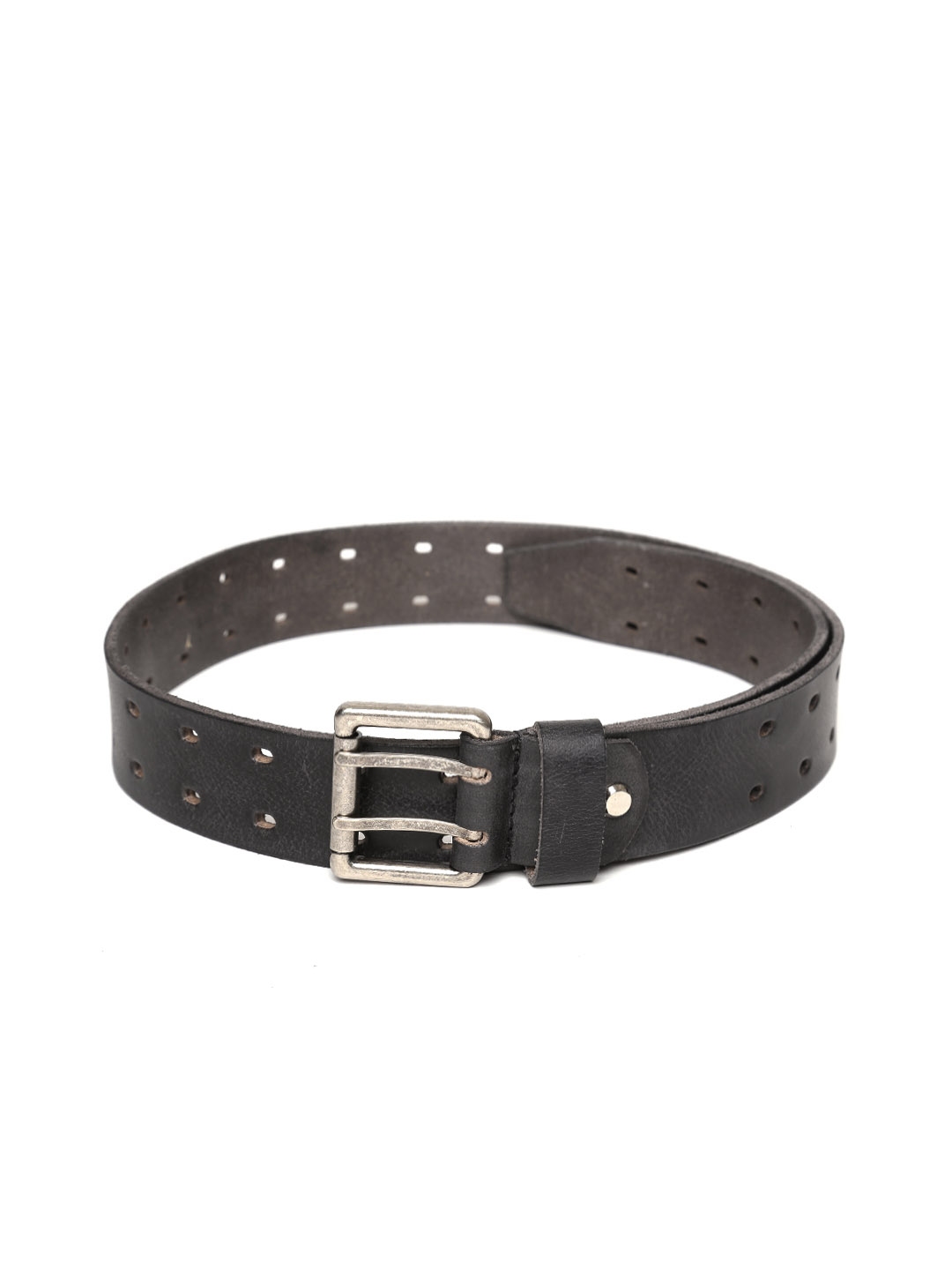 Buy Roadster Men Black Perforated Leather Belt - Belts for Men 1650522 ...