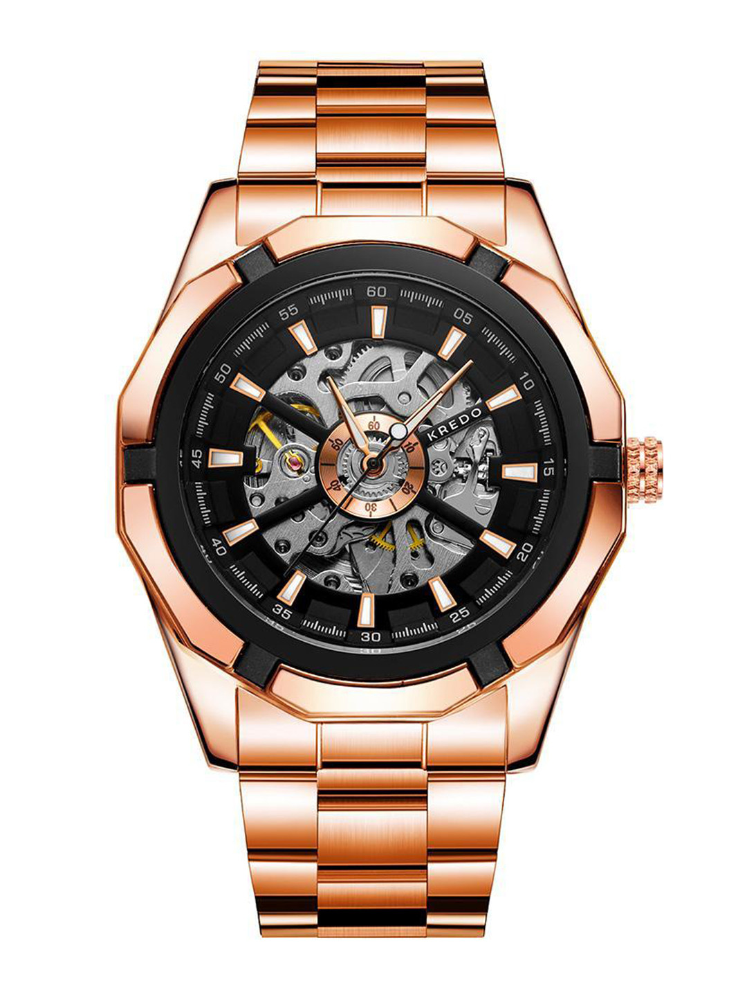 Buy KREDO Men Performante Rose Gold Automatic Skeleton Analogue Watch