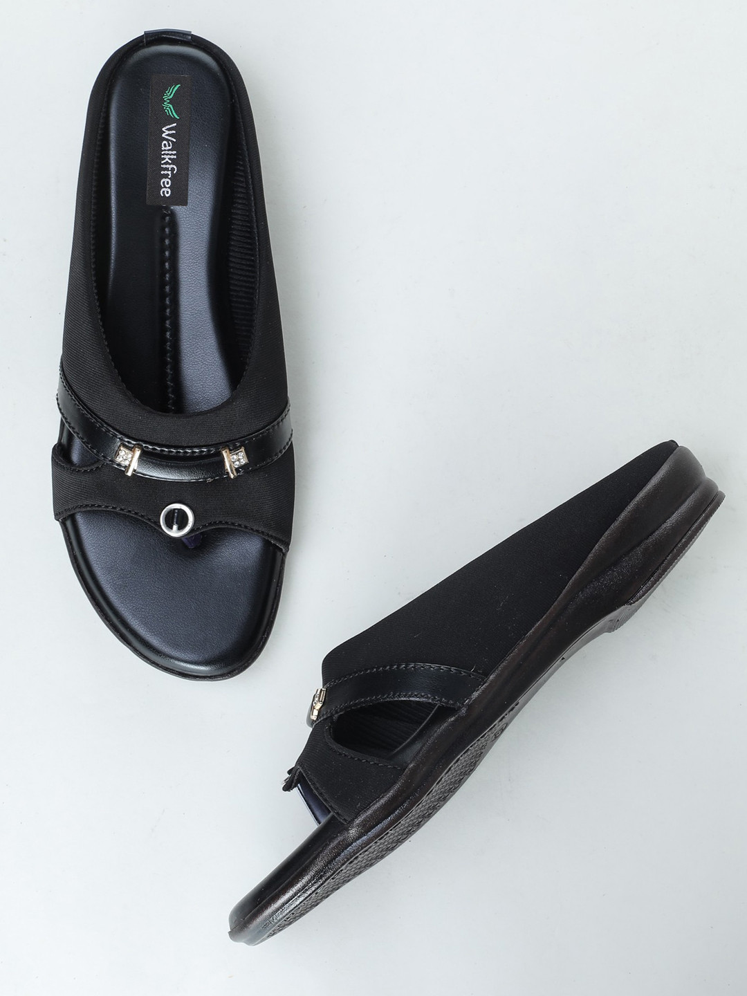 Buy Walkfree Black Wedge Mules With Bows Heels for Women 16505610